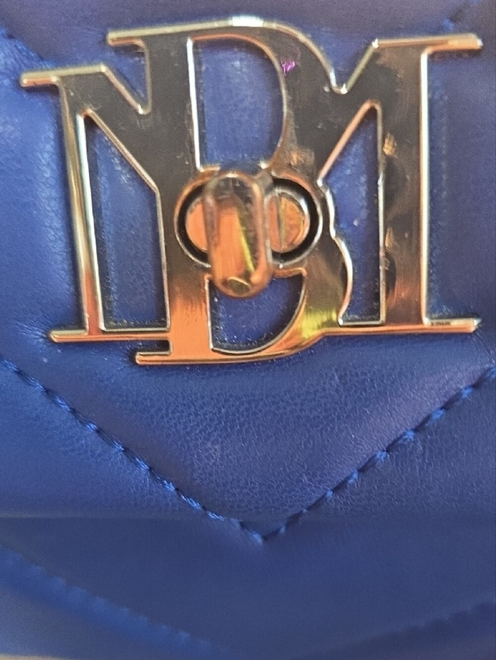 Badgley Mischka Royal Blue Quilted Chain Shoulder Bag - Picture 2 of 6